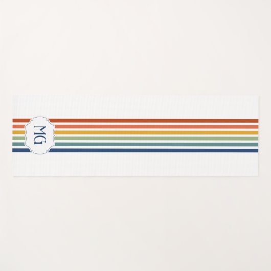 Retro Monogrammed Minimalist Stripes Yogamat (Voorkant (horizontaal))