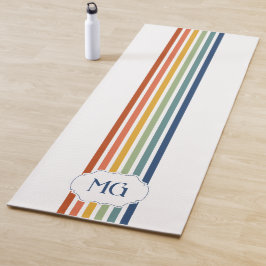 Retro Monogrammed Minimalist Stripes Yogamat