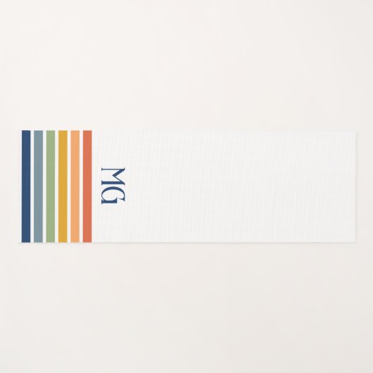Retro Monogrammed Minimalist Stripes Yogamat (Voorkant (horizontaal))