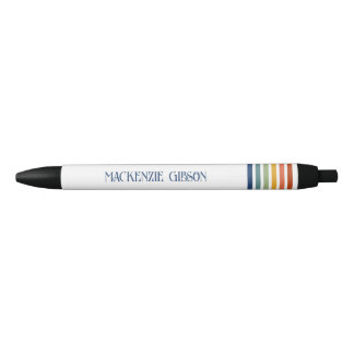 Retro Monogrammed Minimalist Stripes Zwarte Inkt Pen