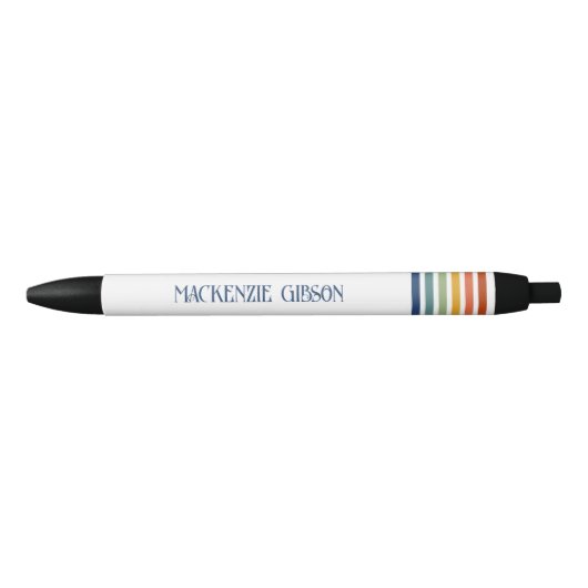 Retro Monogrammed Minimalist Stripes Zwarte Inkt Pen (Voorkant)