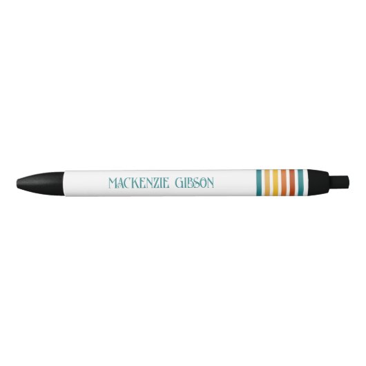 Retro Monogrammed Minimalist Stripes Zwarte Inkt Pen (Voorkant)