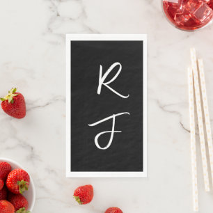 Retro Monogrammen Initiële Letter Zwart Wit Trouwe Servet