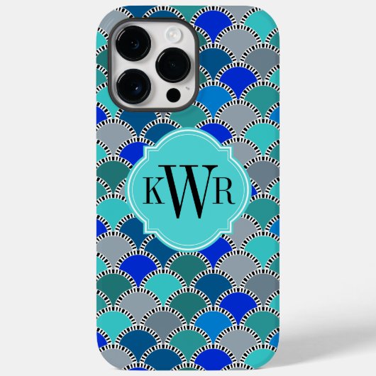 Retro Monogrom Scales Case-Mate iPhone Case (Achterkant)