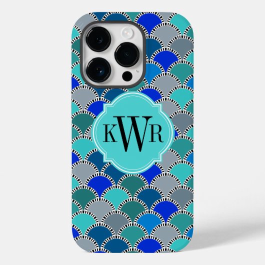 Retro Monogrom Scales Case-Mate iPhone Case (Achterkant)