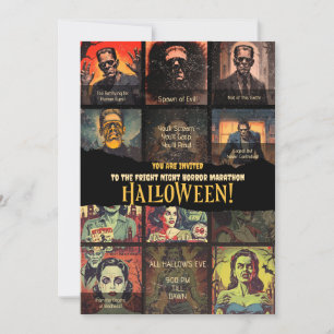 Retro Monster Film Horror Halloween Party Kaart