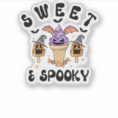 Retro Monster Ice Cream Halloween Sweet & Spooky Sticker (Voorkant)
