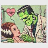 Retro Monster Love Comics Cadeaupapier (Vlak)