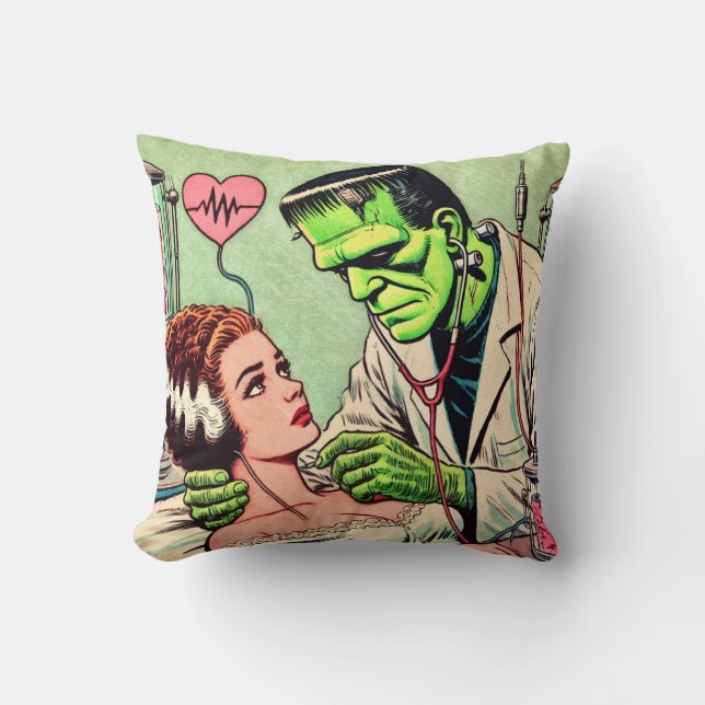 Retro Monster Love Comics Kussen (Voorkant)