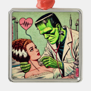 Retro Monster Love Comics Metalen Ornament