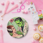 Retro Monster Love Comics Papieren Bordje (Feest)