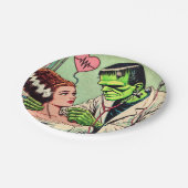 Retro Monster Love Comics Papieren Bordje (Gekanteld)