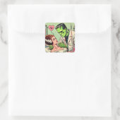Retro Monster Love Comics Vierkante Sticker (Tas)