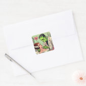 Retro Monster Love Comics Vierkante Sticker (Envelop)