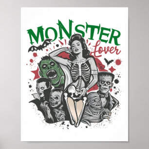 Retro Monster Lover Halloween Spooky Seizoen Poster