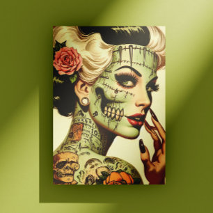 Retro Monster Pin-up Briefkaart