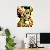 Retro Monster Pin-up Poster (Thuiskantoor)