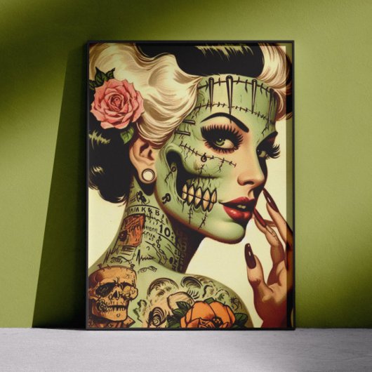 Retro Monster Pin-up Poster