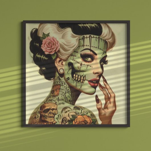 Retro Monster Pin-up Poster