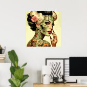 Retro Monster Pin-up Poster (Thuiskantoor)