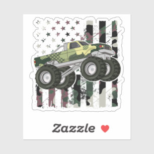 Retro Monster Truck Camo Amerikaanse vlag Sticker