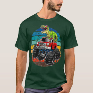 Retro Monster Truck Dinosaur  Sunset Gift F T-shirt