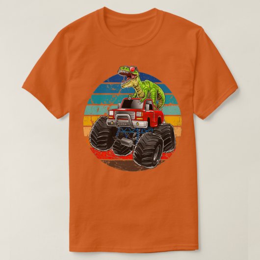 Retro Monster Truck Dinosaur  Sunset Gift T-shirt (Design voorkant)