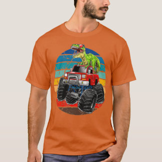 Retro Monster Truck Dinosaur  Sunset Gift T-shirt