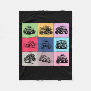Retro Monster Truck Papa in Monster Truck Papa Tij Fleece Deken