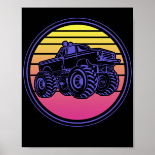 Retro Monster Truck Vaporwave Poster