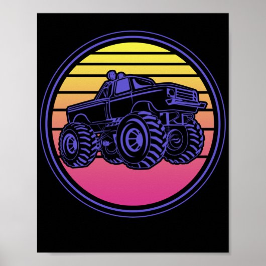 Retro  Monster Truck Vaporwave Poster (Voorkant)
