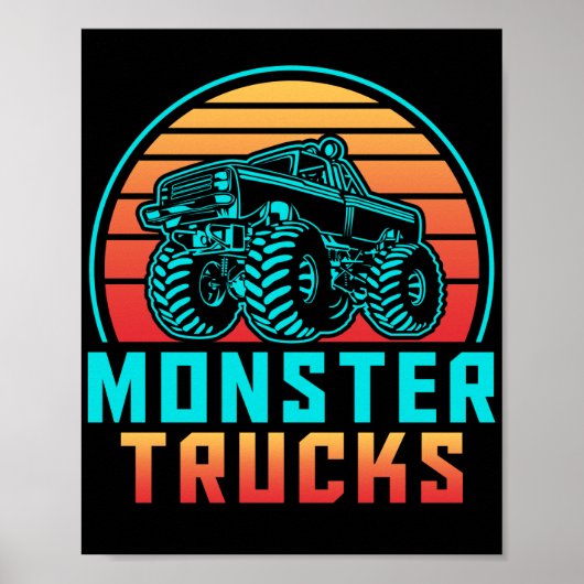 Retro  Monster Trucks Poster (Voorkant)