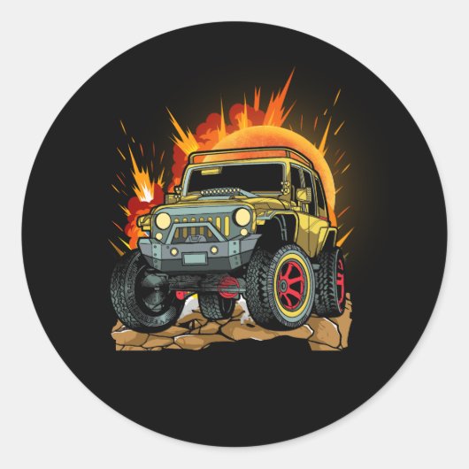 Retro Monster Trucks zijn mijn jammonster TR Ronde Sticker (Voorkant)