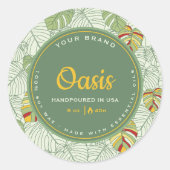 Retro Monstera laat Oerwouden cirkelkaarsenlabel a Ronde Sticker (Voorkant)