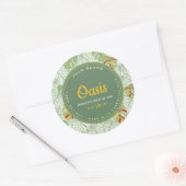 Retro Monstera laat Oerwouden cirkelkaarsenlabel a Ronde Sticker (Envelop)