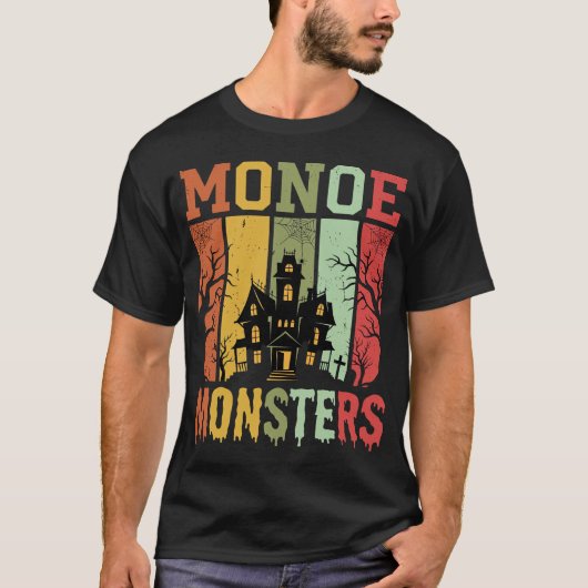 Retro Monsters Halloween Spoken Huis T-shirt (Voorkant)