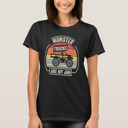  retro monstertruck zijn mijn jam motoren t-shirt (Voorkant)