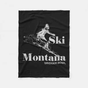 Retro Montana Bridger Bowl Skiën T-shirt Fleece Deken