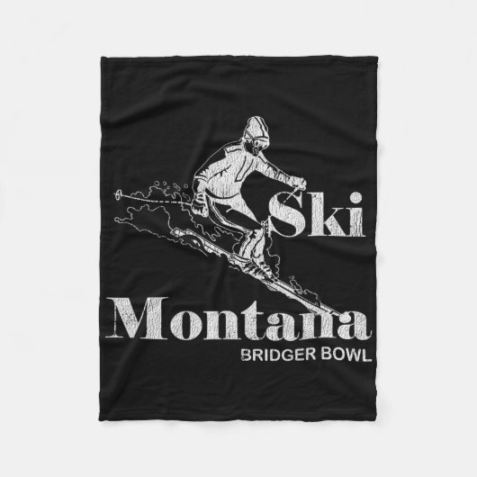 Retro Montana Bridger Bowl Skiën T-shirt Fleece Deken (Voorkant)