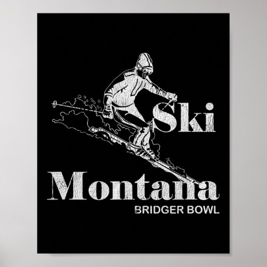 Retro Montana Bridger Bowl Skiën T-shirt Poster (Voorkant)