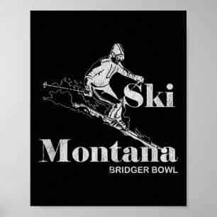 Retro Montana Bridger Bowl Skiën T-shirt Poster