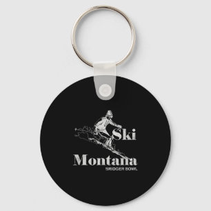 Retro Montana Bridger Bowl Skiën T-shirt Sleutelhanger