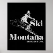 Retro Montana Bridger Bowl Skiing Tee  Poster (Voorkant)