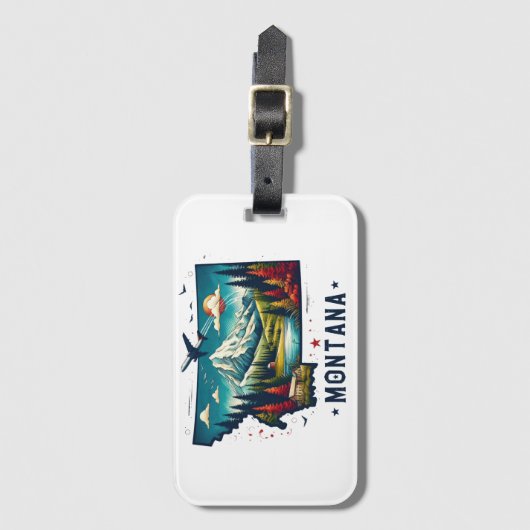 Retro  Montana staatskaart Bagagelabel (Voorkant (verticaal))