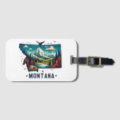 Retro  Montana staatskaart Bagagelabel (Voorkant (horizontaal))