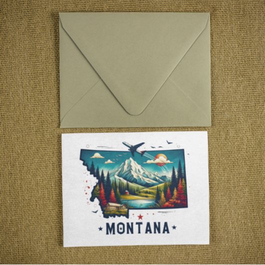 Retro  Montana staatskaart Briefkaart