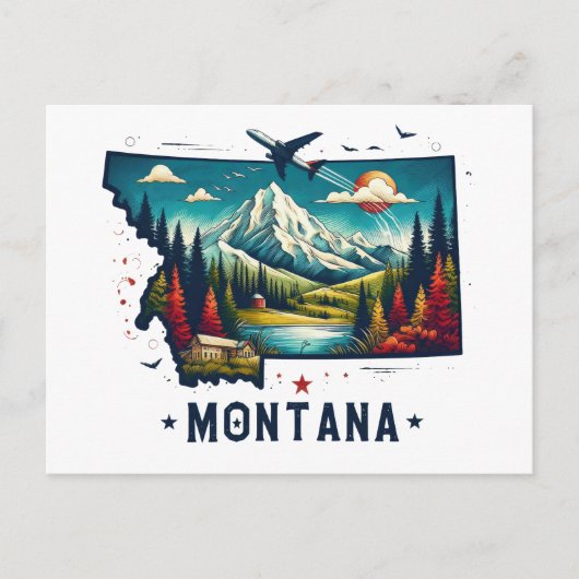 Retro  Montana staatskaart Briefkaart (Voorkant)