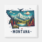 Retro  Montana staatskaart Magneet (Voorkant)