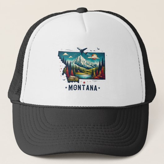 Retro Montana staatskaart Trucker Pet (Voorkant)