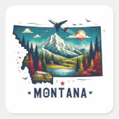 Retro  Montana staatskaart Vierkante Sticker (Voorkant)